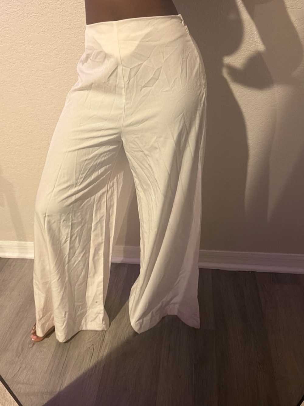 High-Rise Wide-Leg White Palazzo Pants for Women